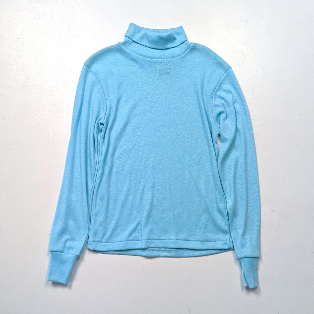 Vintage Dobie Turtleneck Shirt Unisex Kid 6X Long Sleeve Blue Basic Layering